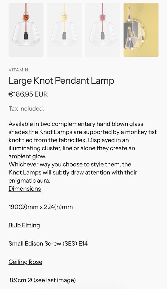 Image 1 of Lampe suspendue en verre Vitamin Living, bouton orange