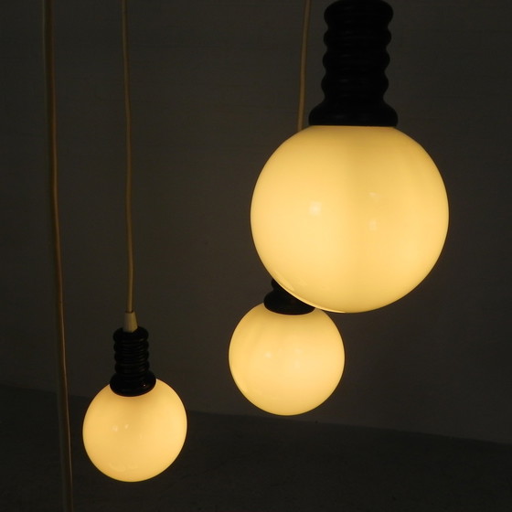 Image 1 of Cascade Pendant Lamp With 5 White Glass Globes, 1970s