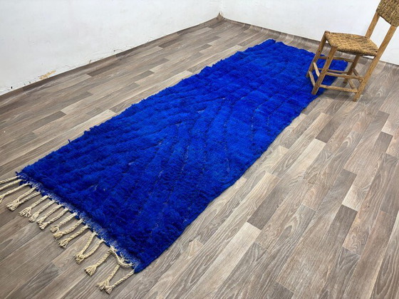 Traditioneller handgeknüpfter blauer Berberteppich 100/300 – Teppiche & Läufer, Wool (photo 5 of 10)
