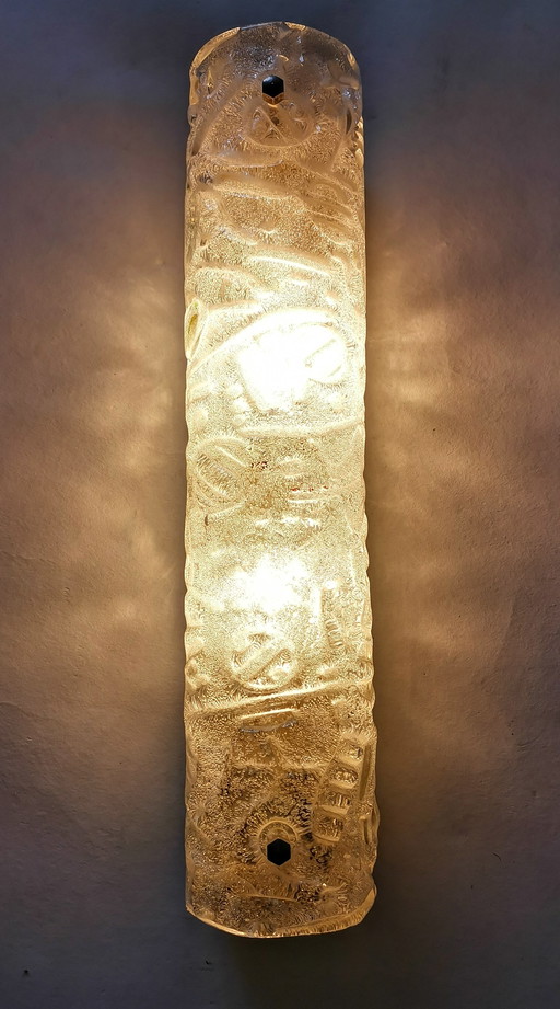 Set di lampade da parete in vetro ghiaccio di metà secolo