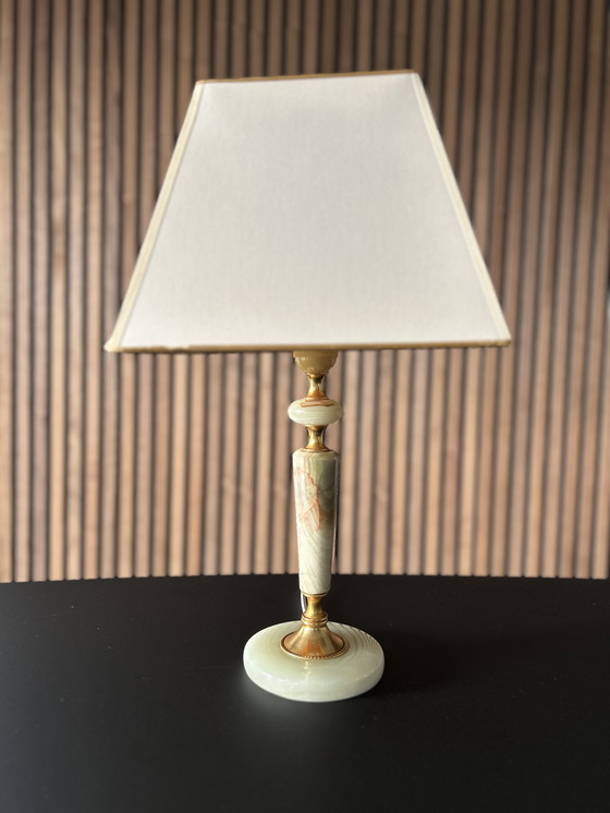 Image 1 of Lampadaire/lampe de table vintage avec base en onyx