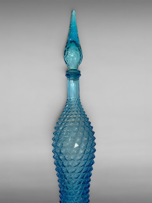 Jarra de cristal vintage Empoli 'Genie' con tapón de llama – década de 1960, Italia