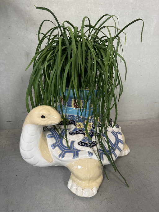 Vintage schildpad plantenstandaard - keramiek