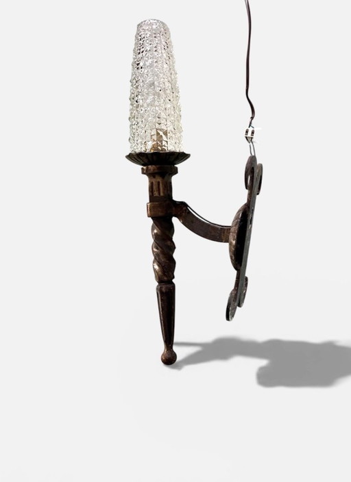 Paire d'appliques murales brutalistes en fer forgé