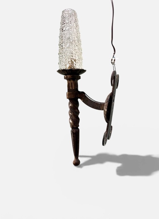 Image 1 of Paar brutalistische Wandleuchten aus Schmiedeeisen