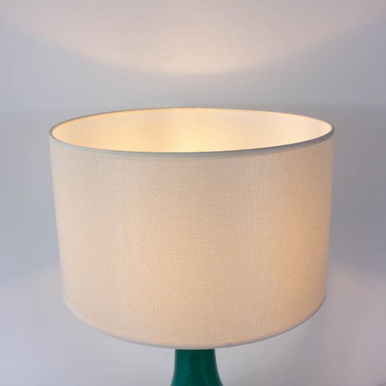 Image 1 of Vintage 1960s Portuguese Turquoise Opaline Glass Table Lamp