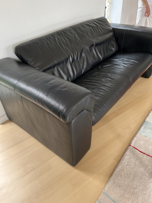 Rolf Benz 6800 Sofa, schwarzes Leder