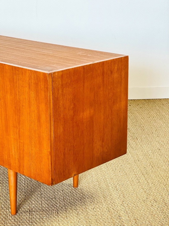 Image 1 of Scandinavian teak sideboard with 4 doors and tapered legs, 1960