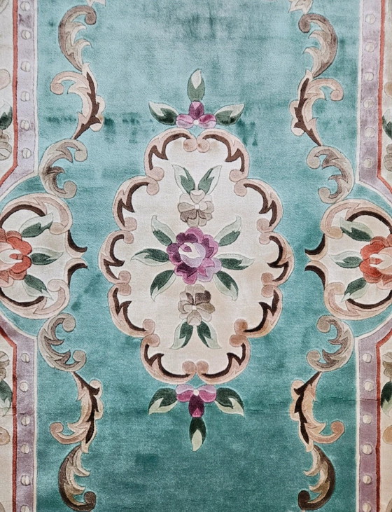 Image 1 of Hand-knotted Oriental Silk Carpet Aubusson Mint New 93x153cm