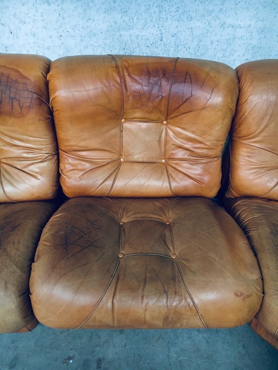 Image 1 of Midcentury Modern Italian Design 'COROLLA' Leather Sectional Sofa by I.P.E. Italy 1970's