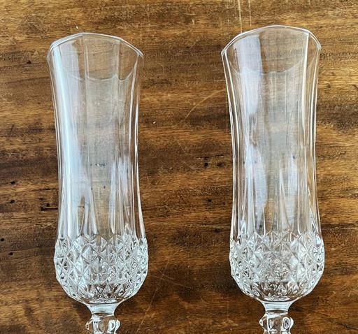 5 Cristal d'Arques Lonchamp Vintage champagne flutes