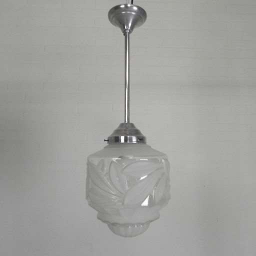 Art Deco pendant lamp with frosted glass shade, 1930s