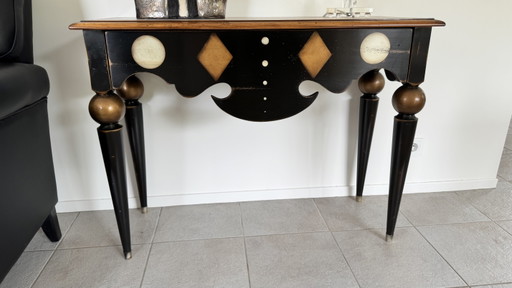 Designer Side Table with Inlay – bijzettafels, Metal, Wood