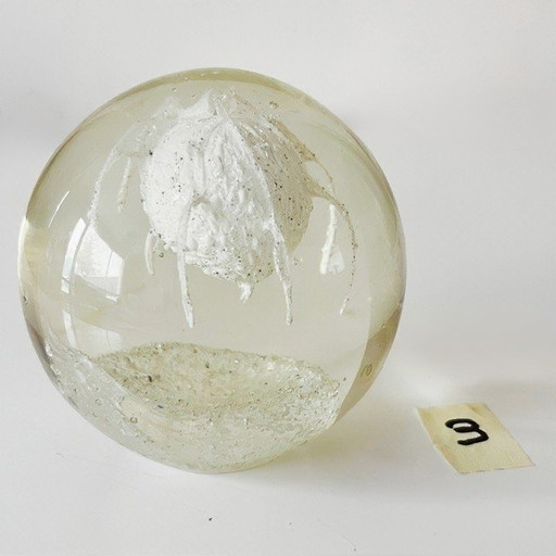 Mid-century modern Murano glas briefgewicht presse-papier helder glas kwal 1980's