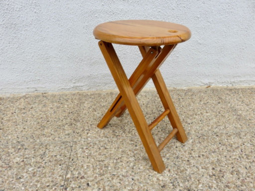 Taburete plegable al estilo de Roger Tallon o Adrian Reed, años 70-80. – krukjes, Wood