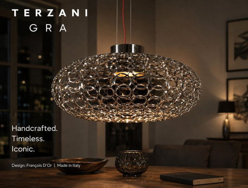 Experience the art of light: the Terzani GRA oval pendant lamp
