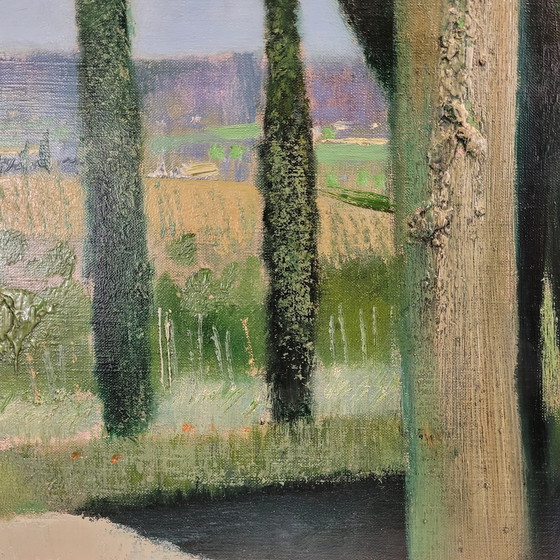 Image 1 of Óleo Sobre Lienzo “El Callejón De Los Cipreses”, René Genis, Pintura De Paisaje, S. Xx – Francia