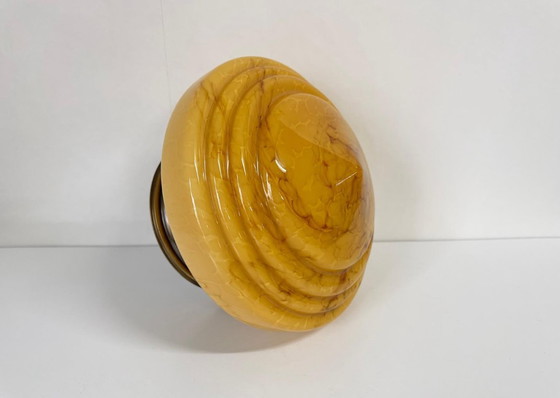 Image 1 of Vintage ceiling lamp XL marble glass stepped shade 30 cm