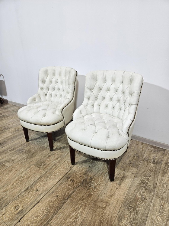 Chesterfield Armchairs, England, 1960s, Set of 2 – Leather, Wood (photo 5 of 15)