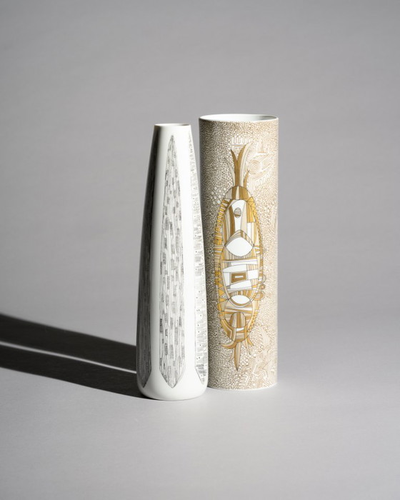Image 1 of Hutschenreuther Porcelain Vase Duo Theo Baumann & Cuno Fischer MCM WGP