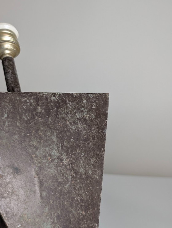 Image 1 of Par de Apliques de Pared Brutalistas de Metal Geométricos, anni '70