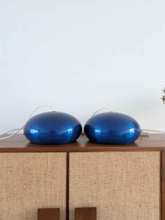 Jo Hammerborg Medio pendant lights for by Fog & Mørup in 1966, Pendant lamps, Aluminium, Blue (photo 12 of 13)