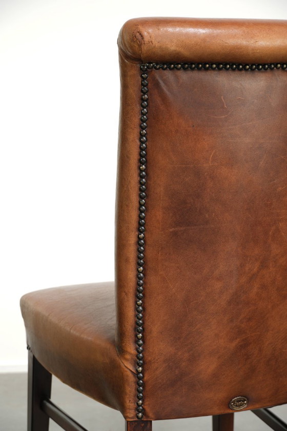 6x Begeerlijke schapenleren eetkamerstoel in een mooie cognac kleur met een mooi patina – Eetkamerstoelen (photo 17 of 17)