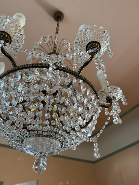 1960s Hot Air Balloon Crystal Chandelier – Brass (photo 8 of 15)