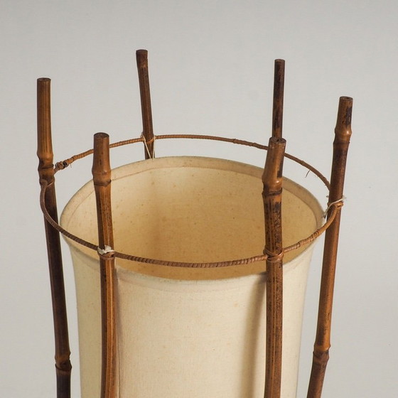 Große Stehlampe aus Bambus und Leinen von Louis Sognot – Stehleuchten, Textile (photo 8 of 17)