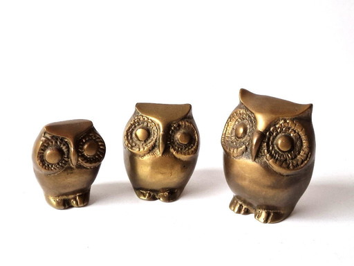 Caravell Design - 3 copper owls - 70s