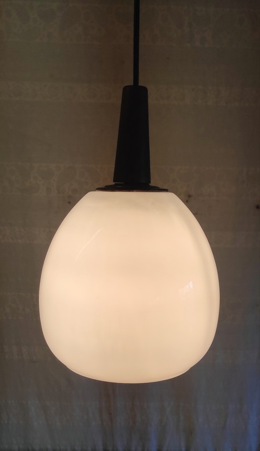 Scandinavian style opaline globe pendant lamp XL - mid. 20th century