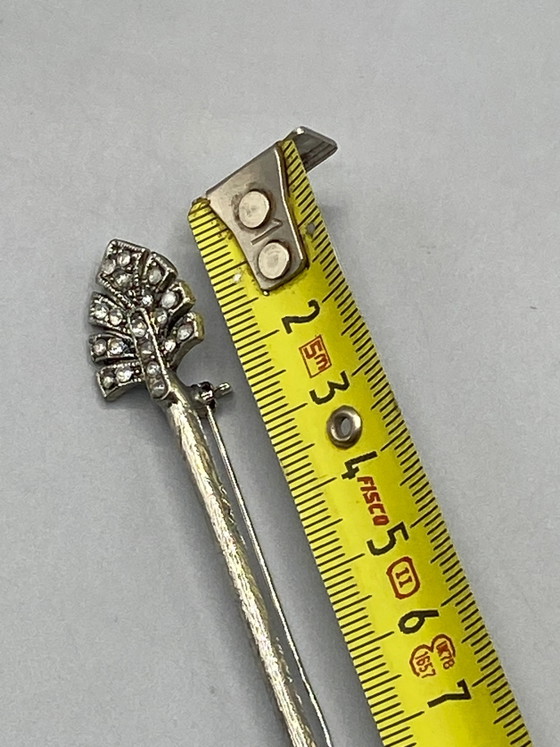 Vintage Silver-Tone Metal Brooch Barrette with Rhinestones – Decorative Objects (photo 5 of 5)