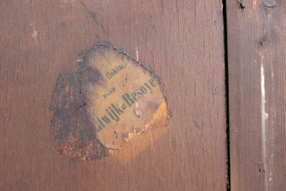 Image 1 of Grand miroir ancien encadré de bois. Miroir vintage sur pied.