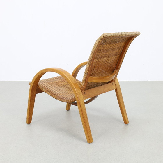 Image 1 of Rare fauteuil vintage en bois et canne, 1960S