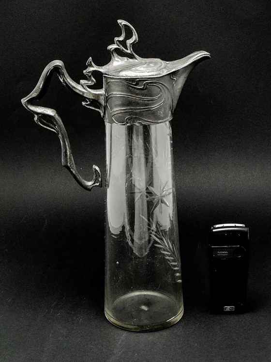 Weinkrug aus dem 20. Jahrhundert von PWQE, Deutschland, 1890er Jahre – Tafelgeschirr, Glass, Metal (photo 4 of 13)