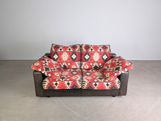 Original Giorgio Soressi Sofa Design Couch 1990 leather two-seater