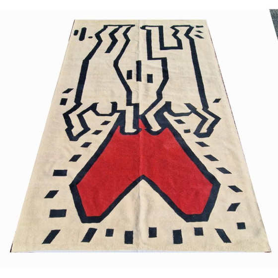 Handgeweven wandtapijt met Keith Haring-hartmotief | Hedendaagse popart (309 x 190 cm) (photo 4 of 9)