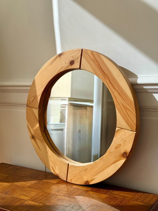 Espejo redondo de madera natural – spiegels, Glass, Wood