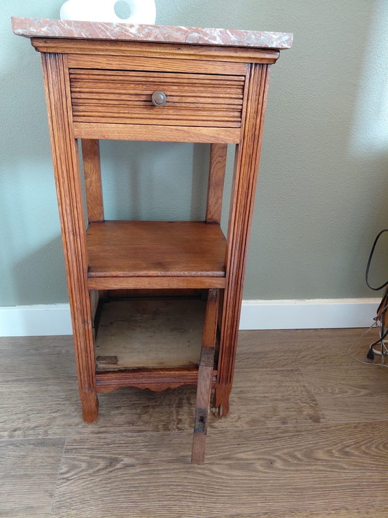 Image 1 of Art Deco bedside table with marble top