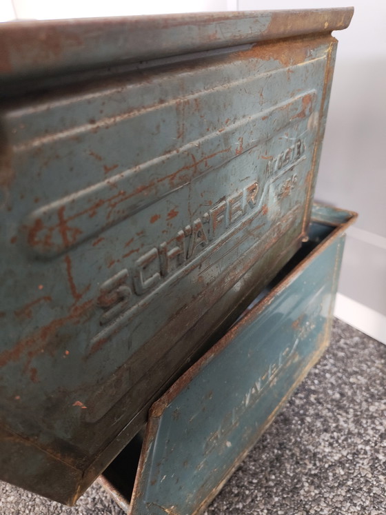 Set van 4 Vroege Vintage Schäfer Lager-Fix Bakken (1953/1955) – schafer, Opbergkast, Metal (photo 8 of 11)