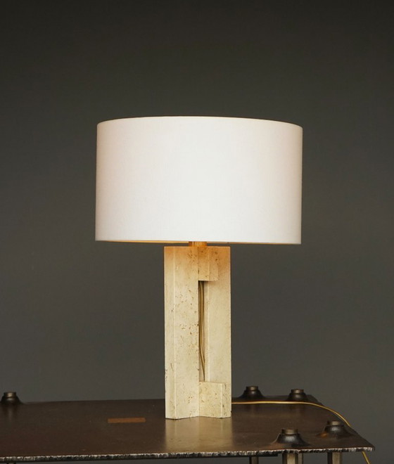 Image 1 of Mid-Century Table Lamp in Travertine, Italy, 1970s