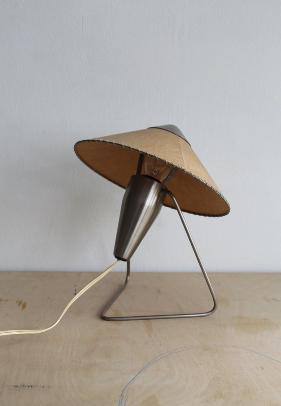 Číňanka" Table Lamp by Helena Frantová, Czechoslovakia 1953 – Paper, polished steel (photo 9 of 13)