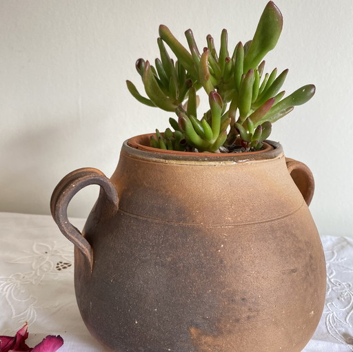 Petite Poterie Pot de Cuisson Grès Ancien Terre Cuite