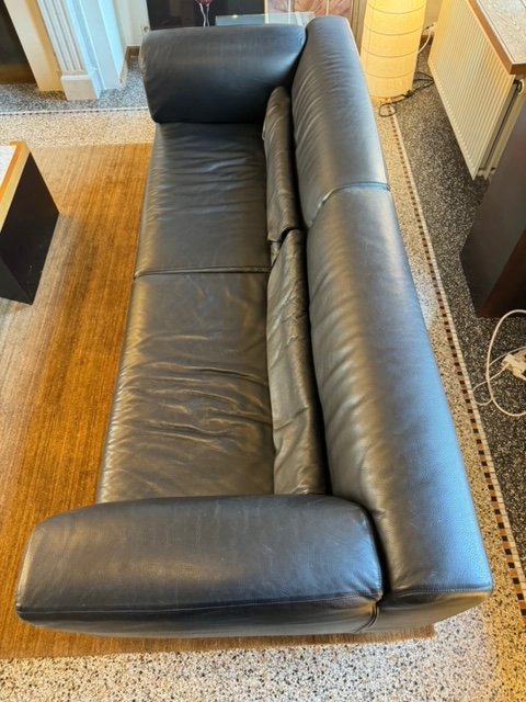 Image 1 of Cassina Met 250 Canapé 3 places + chaise longue en cuir noir