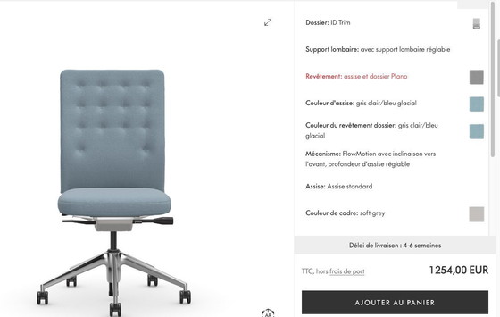 Image 1 of Tavolo da ufficio "Joyn 1" di Ronan & Erwan Bouroullec + poltrona da ufficio e piedistallo mobile di Antonio Citterio