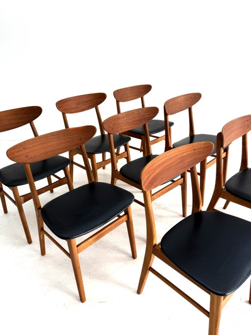 Set van 8 vintage eetkamerstoelen, Farstrup Møbler ‘60 – Wood, Skai (photo 2 of 13)
