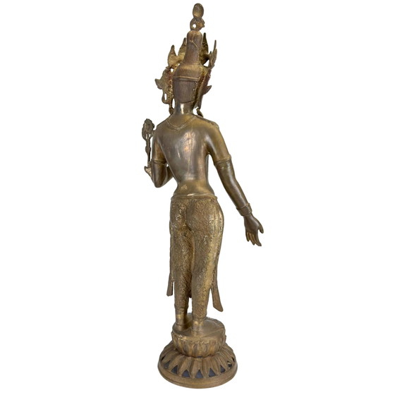 Monumental Tara Verde (Syama Tara) de bronce dorado al fuego – Nepal – Siglo XIX – 78 cm – Esculturas, Bronze (photo 4 of 11)