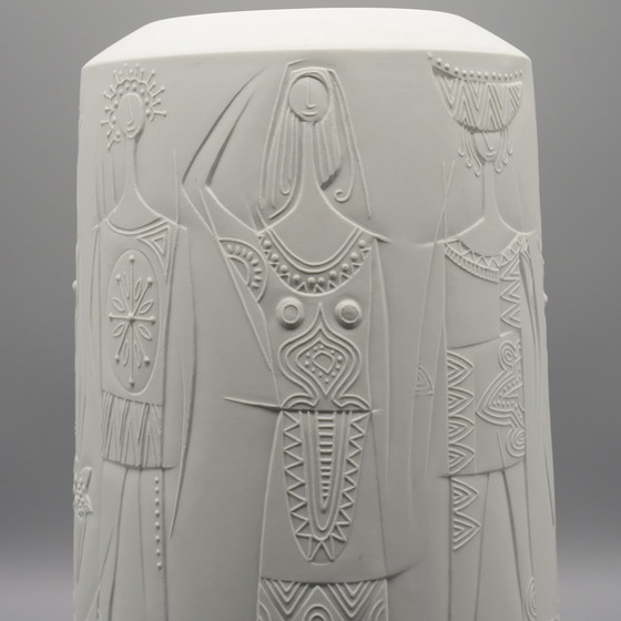 Image 1 of Rare CUNO FISCHER Hutschenreuther Bisque Porcelain Floor Vase 1969 H33cm D21cm