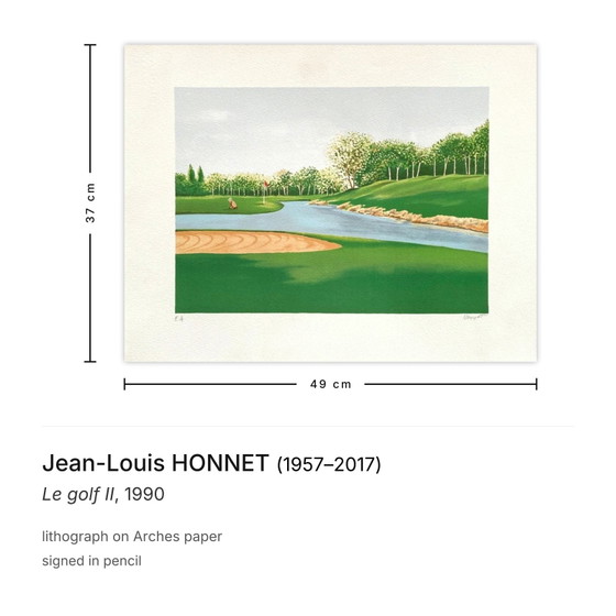 Jean-Louis Honnet signierte Lithographie Le Golf II 1990 – Lithographien & Drucke, Paper (photo 3 of 5)