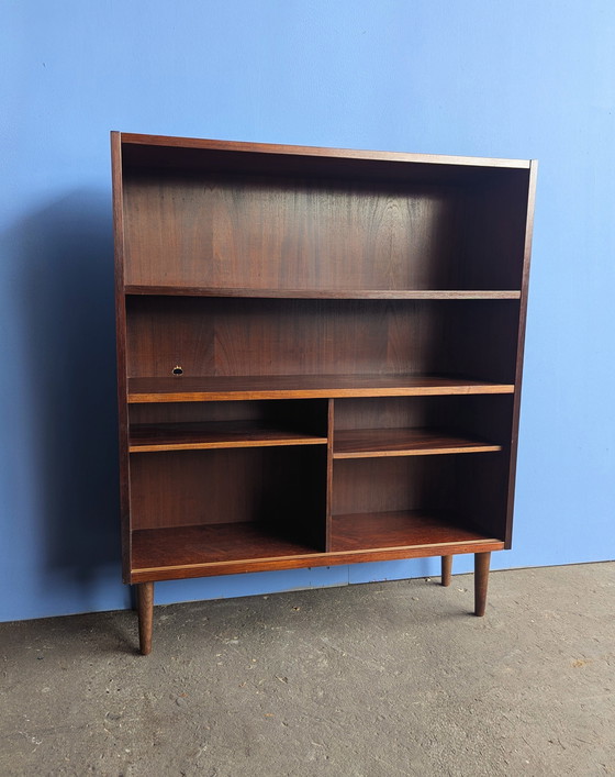 Image 1 of Vintage Danish wall cabinet/ glass sliding doors